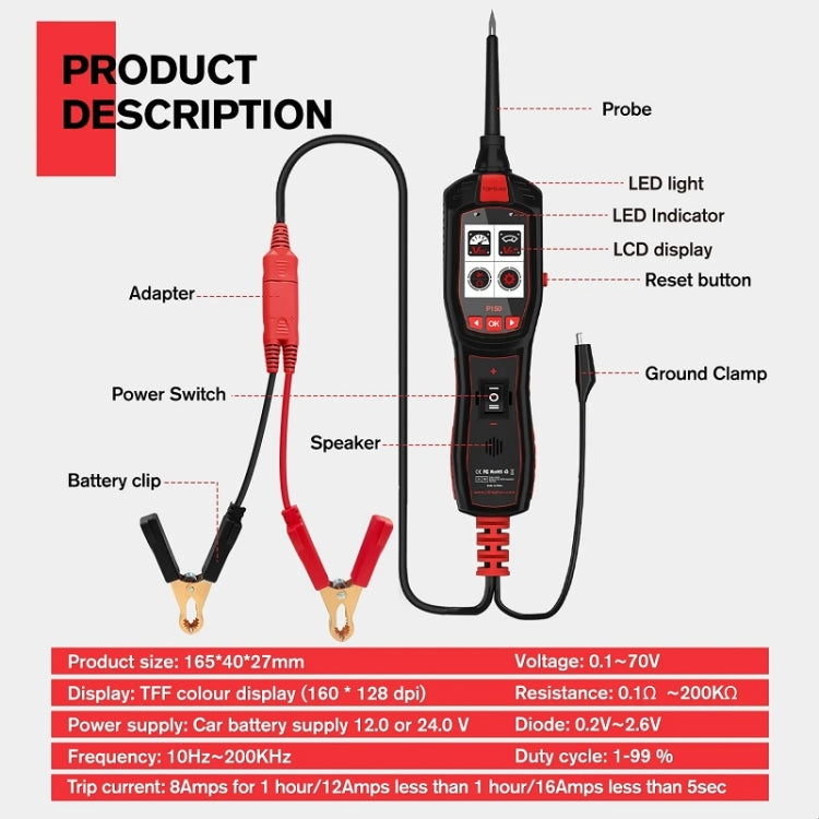 JDiag 6-30V Electrical Detector Fuel Injector Signal Detection Vehicle System Diagnosis(P150) - Electronic Test by JDiag | Online Shopping UK | buy2fix