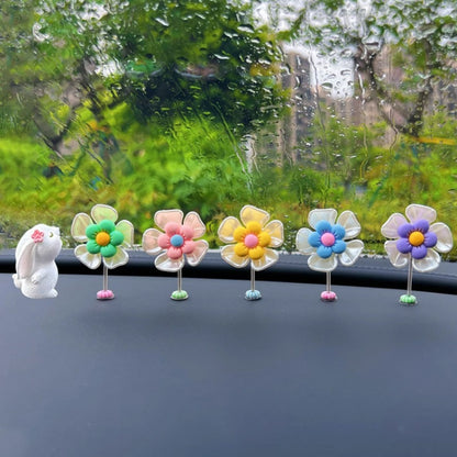 5pcs /Set Cute Cartoon Flower Car Shaking Ornament Car Dashboard Decoration, Style: Dark Color - Ornaments by buy2fix | Online Shopping UK | buy2fix