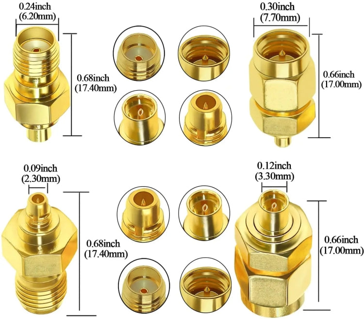 SMA Male To MMCX Female Coaxial Adapter Kit Brass Coaxial Connector RF Antenna Adapter - DVB-T & Simulation Antenna by buy2fix | Online Shopping UK | buy2fix