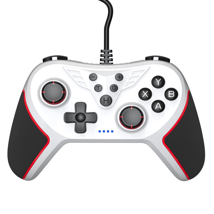 For Switch / PC USB Wired Gamepad With Vibration And Burst Function(White) - Gamepads by buy2fix | Online Shopping UK | buy2fix