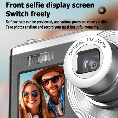 4K HD Optical Zoom Digital Camera 60MP Dual Screen Selfie Camera, No Memory(Silver) - Video Cameras by buy2fix | Online Shopping UK | buy2fix