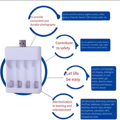 Fast USB 4 Slot Battery Charger AA/AAA Rechargeable Battery Universal Four Slot Charging Box, Model: With Cable - Charger & Converter by buy2fix | Online Shopping UK | buy2fix