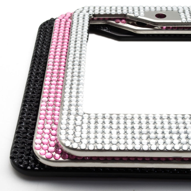 US Standard Stainless Steel License Plate Modified Frame With Diamonds, Color: Round Hole White Diamond - License Plate Covers & Frames by buy2fix | Online Shopping UK | buy2fix