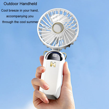 Foldable Digital Display USB Charging Fan Handheld Mute Hanging Neck Outdoor Small Fan(Blue) - Electric Fans by buy2fix | Online Shopping UK | buy2fix