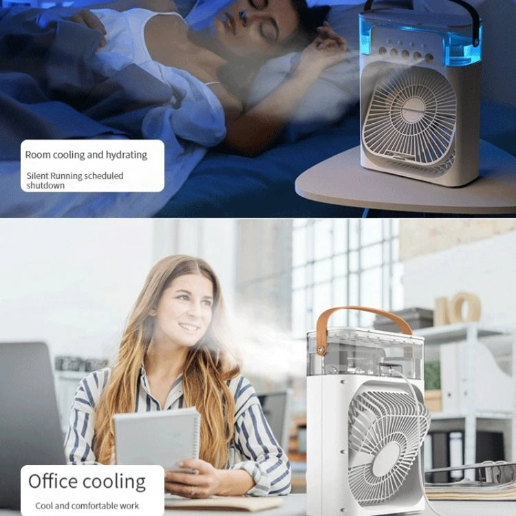 Five-hole Spray Small Fan Humidifier Air Conditioner With LED Night Light(White) - Electric Fans by buy2fix | Online Shopping UK | buy2fix