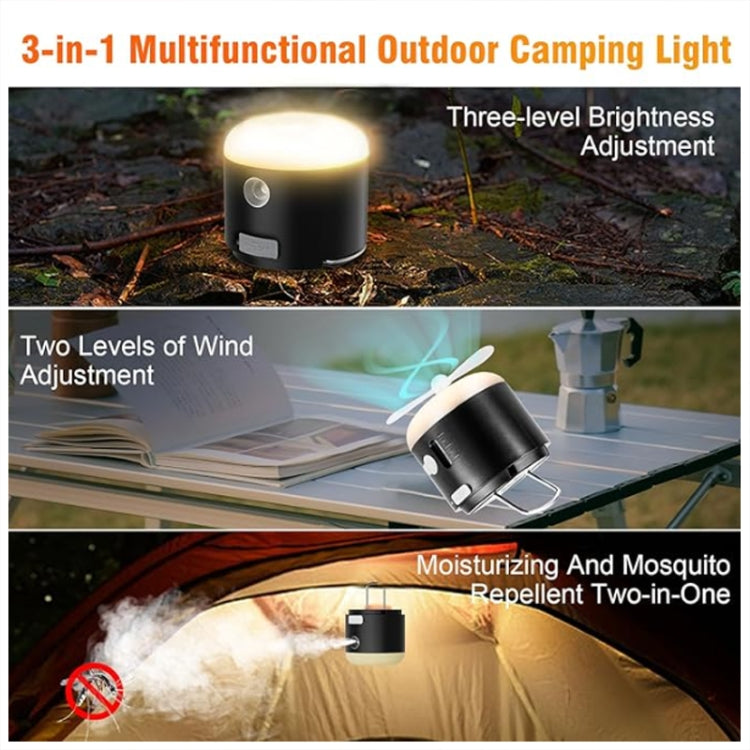 Outdoor Camping Tent Hanging Ambient Light Magnetic Spray Humidification Fan(Khaki) - Electric Fans by buy2fix | Online Shopping UK | buy2fix