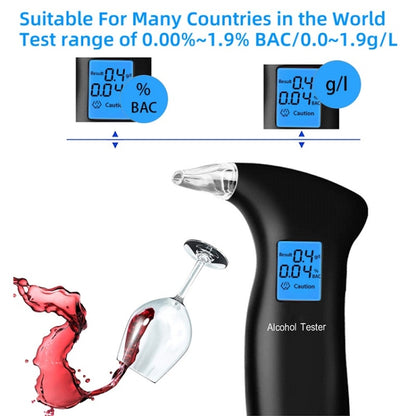 LCD Detector Backlight Light Breath Alcohol Tester, Specification: With 12 Mouthpieces Box - Breath Alcohol Tester by buy2fix | Online Shopping UK | buy2fix