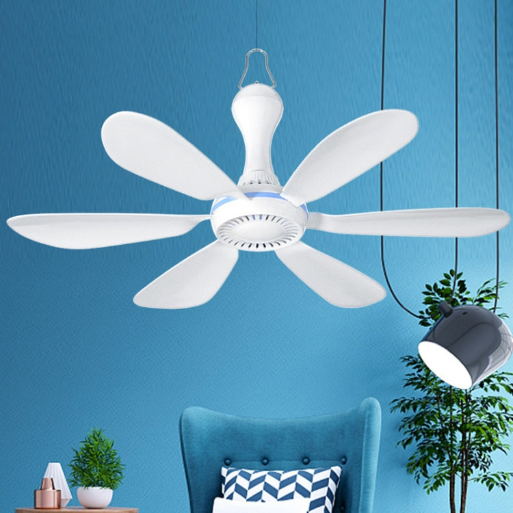 USB Home Dormitory Mute High Wind Power Mini Fan Six Blade Small Ceiling Fan, Style: Fan+Remote Control Speed Control Cord - Electric Fans by buy2fix | Online Shopping UK | buy2fix