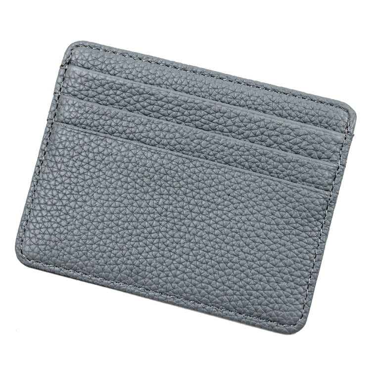 Lychee Pattern Multi-Card Slot Mini Card Holder Ultra-thin Coin Purse(Blue) - Card & Passport Bags by Pieru | Online Shopping UK | buy2fix