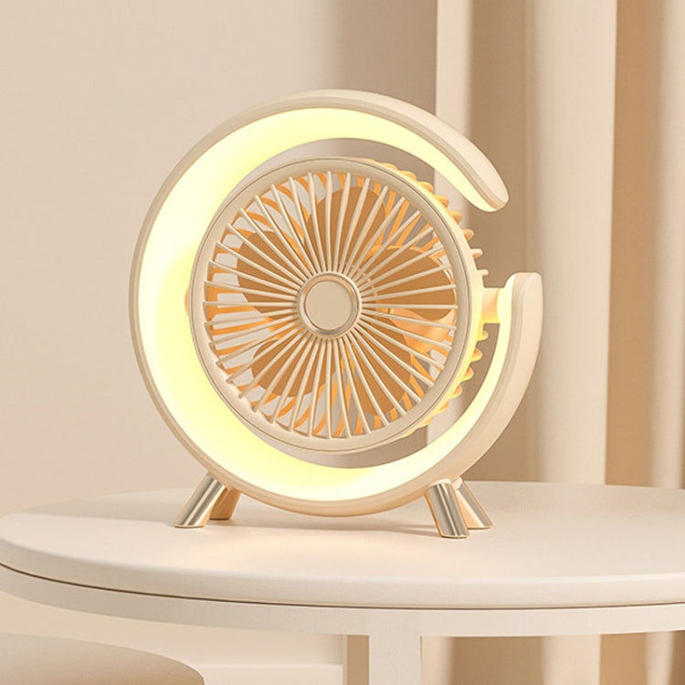 USB Charging Desktop Fan With Light Student Dormitory Light Sound Office Aroma Desktop Fan(Warm White) - Electric Fans by buy2fix | Online Shopping UK | buy2fix