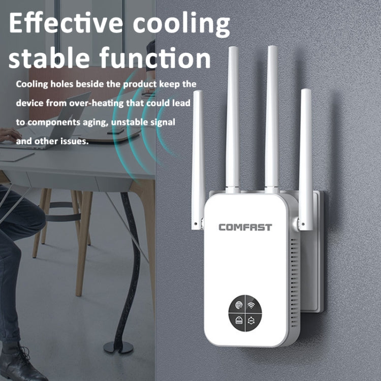 COMFAST 762AC 1200Mbps WiFi Signal Booster Dual Band WiFi Repeater with OLED Display Screen - Broadband Amplifiers by COMFAST | Online Shopping UK | buy2fix