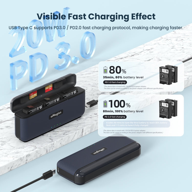 For DJI Action 4 / 3 aMagisn Fast Charge Charging Box Charger Sports Camera Accessories - Cable & Charger by aMagisn | Online Shopping UK | buy2fix