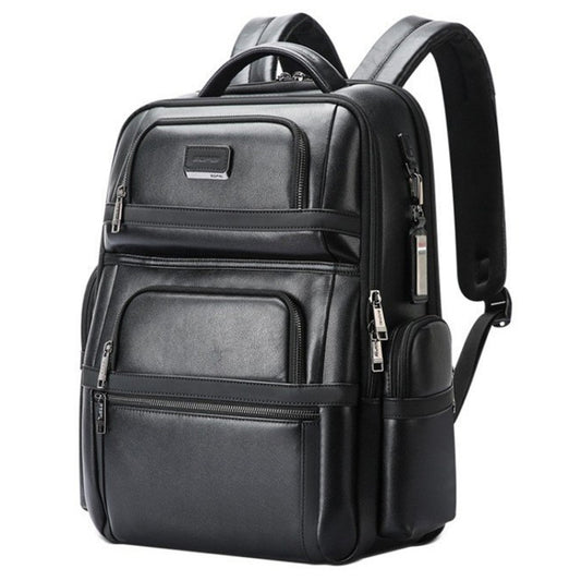 Bopai 61-17311 Large-capacity First-layer Cowhide Laptop Backpack With USB+Type-C Port(Plain) - Backpack by Bopai | Online Shopping UK | buy2fix