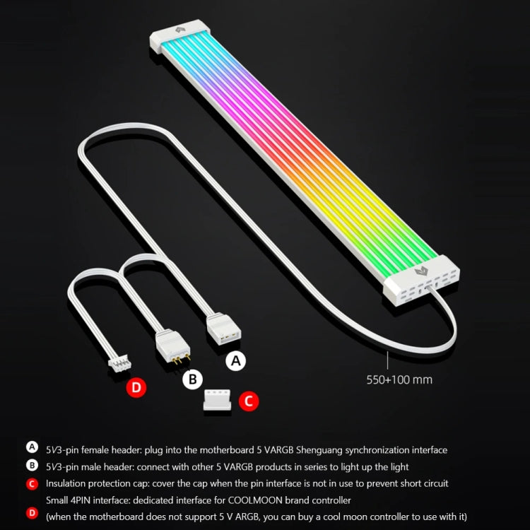 AOSOR AL300 Computer Glow Line ARGB Neon Cable Motherboard Chassis Light Strip Light Board Decoration(Black) - PCIE Cable by AOSOR | Online Shopping UK | buy2fix