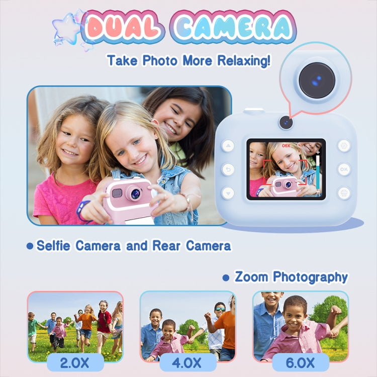 M8 2.4-Inch 1080P HD 2400W Pixel Dual-Camera Children Thermal Printing Camera, Color: Pink - Children Cameras by buy2fix | Online Shopping UK | buy2fix