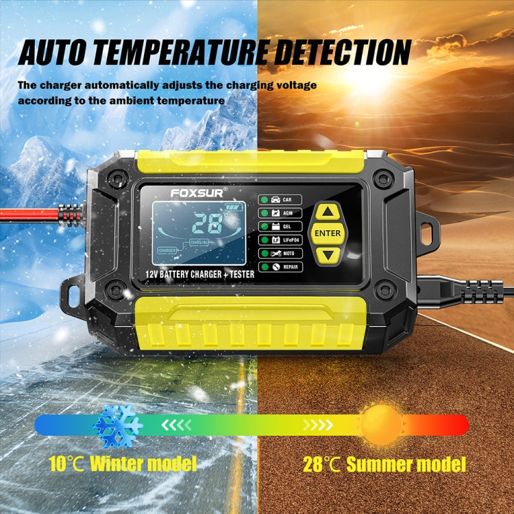 FOXSUR Cars Motorcycles 12V Lithium Cattery Charger With Battery Detection(EU Plug) - Battery Charger by FOXSUR | Online Shopping UK | buy2fix