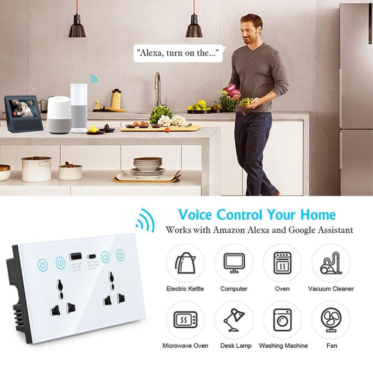 Graffiti Smart Socket With Switch USB+Type-C Dual Port Remote Control Socket, UK Plug, Style: ZigBee White - Smart Socket by buy2fix | Online Shopping UK | buy2fix