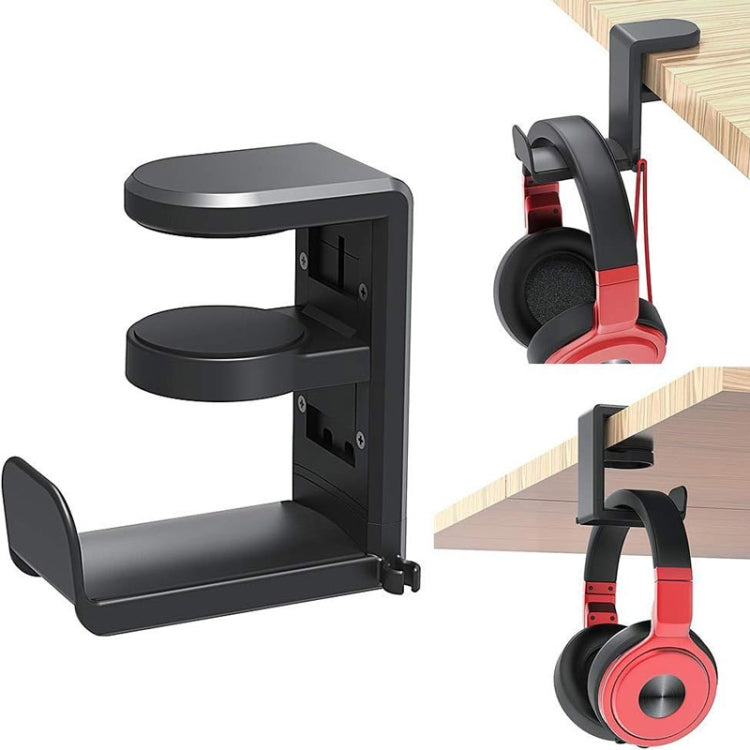 Deskside Clip 360 Degree Rotatable Headphone Holder(Black) - Headset Stand by buy2fix | Online Shopping UK | buy2fix