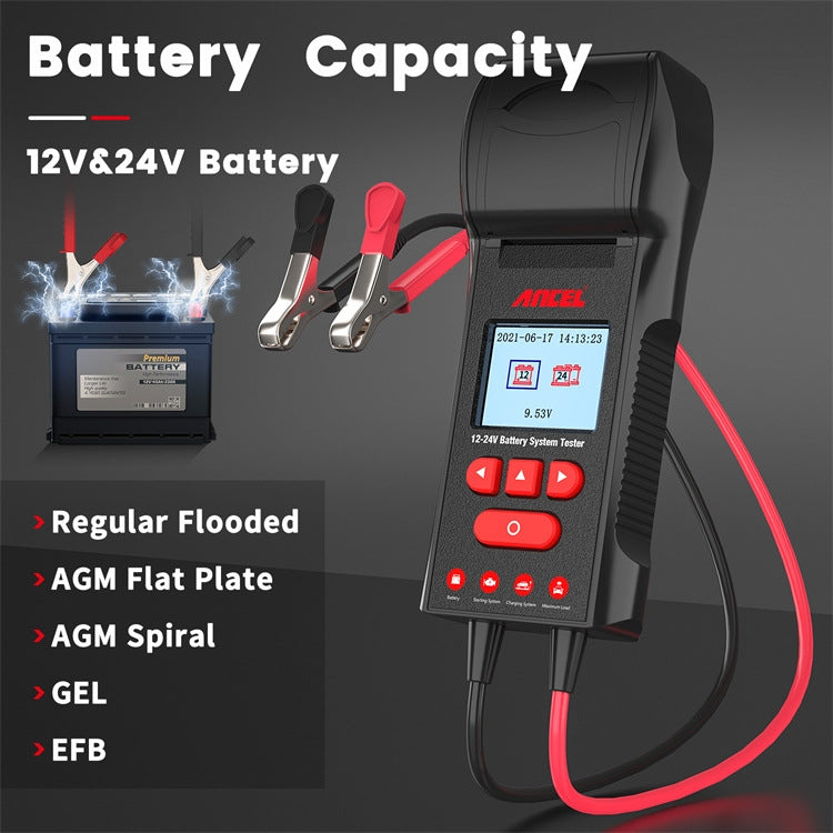 ANCEL 12V/24V Printer-Type Car Battery Tester Battery Power CCA Internal Resistance Life Detector(BST600) - Electronic Test by ANCEL | Online Shopping UK | buy2fix