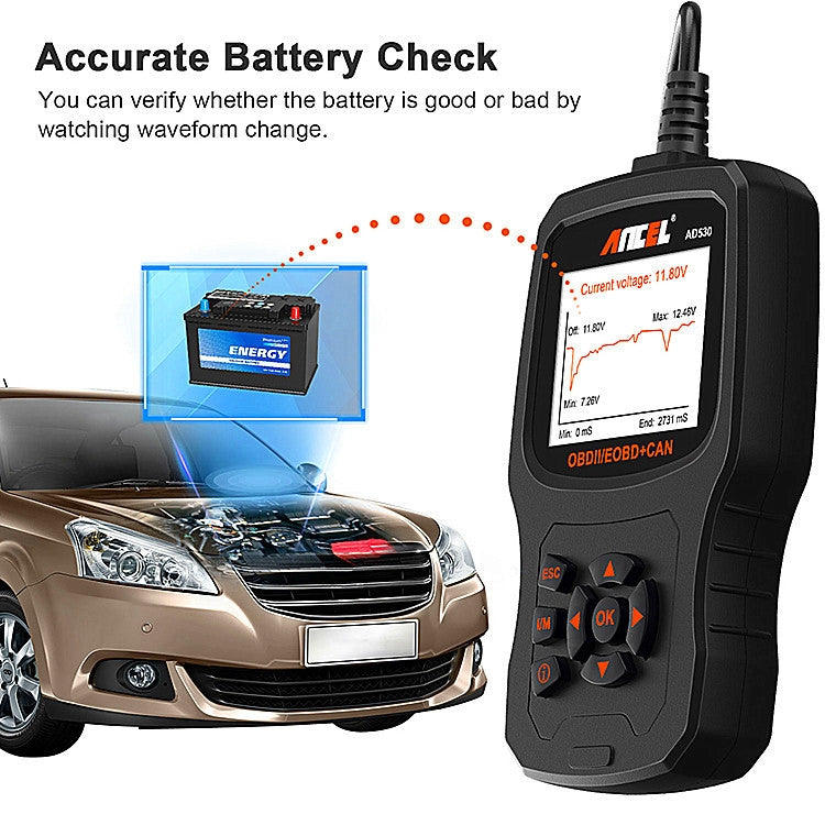 ANCEL AD530 2.8-Inch Screen OBD2 Car Engine Tester Car Battery Test Tool - Electronic Test by ANCEL | Online Shopping UK | buy2fix