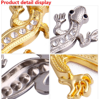 Zinc Alloy Rhinestone Gecko Metal 3D Car Sticker(Silver) - 3D Metal Sticker by buy2fix | Online Shopping UK | buy2fix