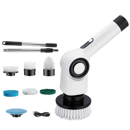 7 In 1 Electric Spin Scrubber Rechargeable Waterproof Floor Clean Bush with 23.6 Inch Adjustable Handle(White) - Sponges, Cloths & Brushes by buy2fix | Online Shopping UK | buy2fix