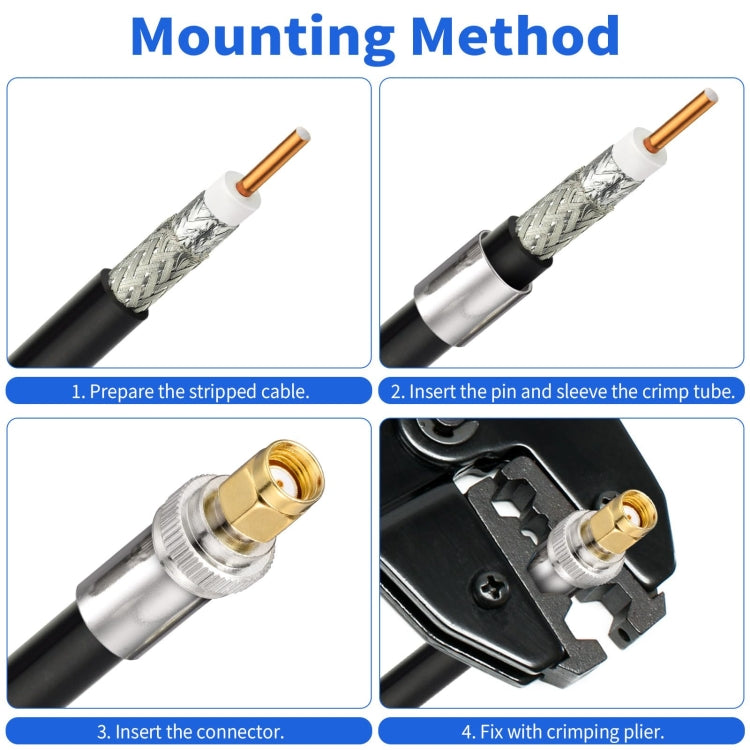 10pcs /Pack RP-SMA Male Crimp Solder Connector For LMR-400 / Belden-9913 / RG8 / RG213 Coaxial Cable - Connectors by buy2fix | Online Shopping UK | buy2fix