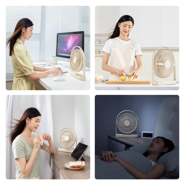 JisuLife FA27 Desktop Wireless Rechargeable Fan Office Table Mini Fan(Light Gray) - Electric Fans by JisuLife | Online Shopping UK | buy2fix