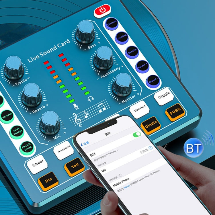 M8 Recording And Singing Live Bluetooth Sound Card Set, Color: Black+Black Cantilever - Live Sound Effects Processors by buy2fix | Online Shopping UK | buy2fix
