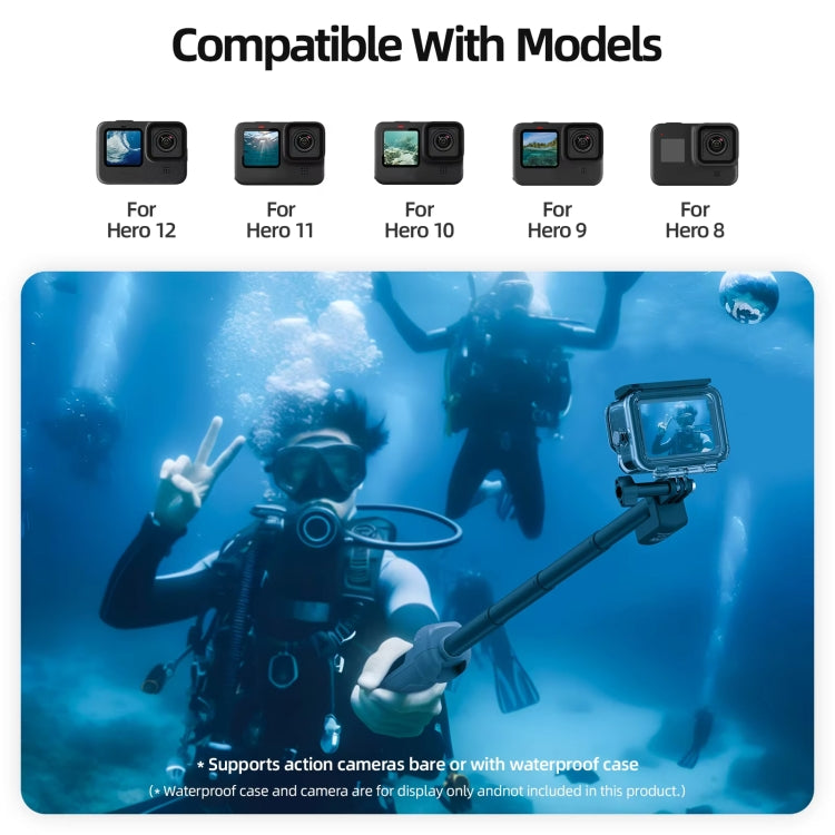 TELESIN 0.85m Underwater Selfie Stick Wireless Remote Control For GoPro HERO12 Black / HERO11 Black / HERO10 Black / HERO9 Black / HERO8 Black - Stabilizer Grip by TELESIN | Online Shopping UK | buy2fix