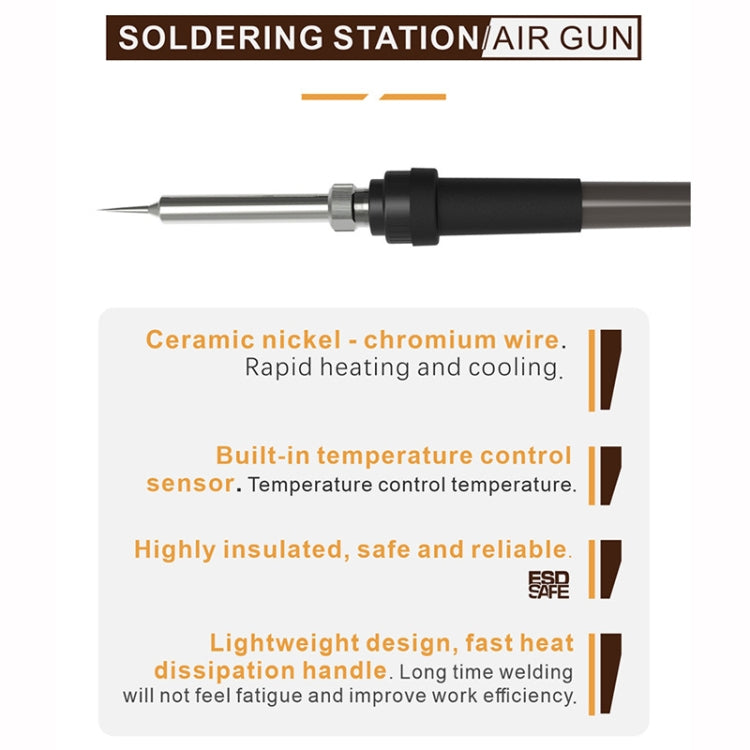 BAKU BA-898A+ 2-In-1 Soldering Station Hot Air Station Adjustable Temperature US Plug 110V - Electric Soldering Iron by BAKU | Online Shopping UK | buy2fix