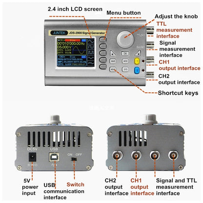 JUNTEK Programmable Dual-Channel DDS Function Arbitrary Waveform Signal Generator, Frequency: 40MHz(US Plug) - Other Tester Tool by buy2fix | Online Shopping UK | buy2fix