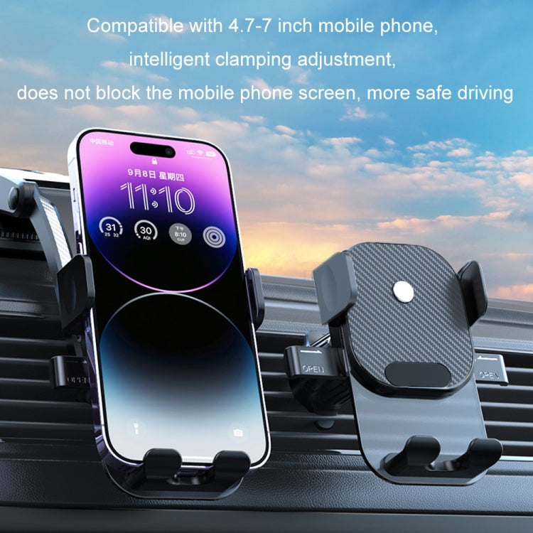 Car Suction Cup Dashboard Automatic Lock Mobile Phone Holder, Style: Brushed Telescopic Base - Car Holders by buy2fix | Online Shopping UK | buy2fix