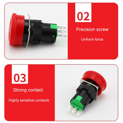 LA16 16mm Mounting Hole Emergency Stop Switch Mushroom Type Self-Locking Pushbutton Switches - Others by buy2fix | Online Shopping UK | buy2fix