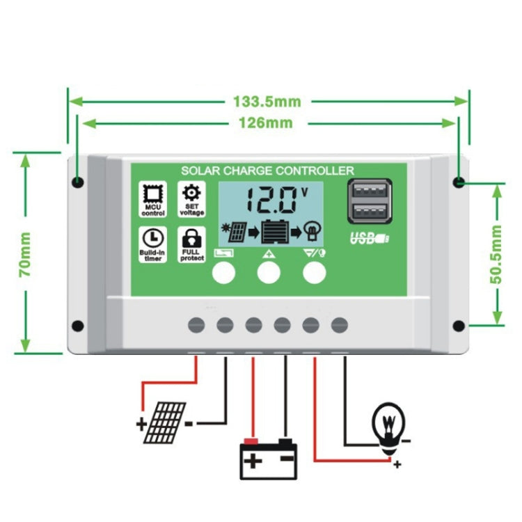 40A 12V PWM Solar Cell Panel Charger Controller Lithium-ion Lead-acid Battery Solar Controller - Voltage Stabilizer by buy2fix | Online Shopping UK | buy2fix