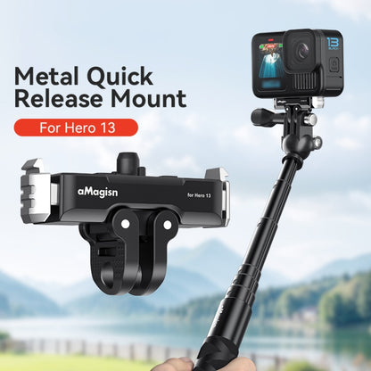 For GoPro HERO13 Black aMagisn Metal Magnetic Quick Release Base Dual Interface Adapter - Connection Mount by aMagisn | Online Shopping UK | buy2fix