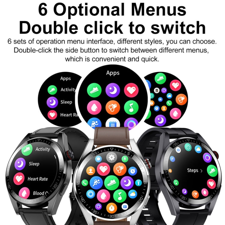 1.43 inch AMOLED Screen Smartwatch Heart Rate Blood Pressure Monitoring Bluetooth Talking Sports Watch, Color: Black Silicone Strap - Smart Watches by buy2fix | Online Shopping UK | buy2fix