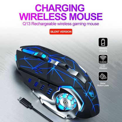 T-WOLF Q13 2.4GHz 6-keys RGB Colorful Light Gaming Wireless Mouse, Color: Single Mode Star Black - Wireless Mice by T-WOLF | Online Shopping UK | buy2fix