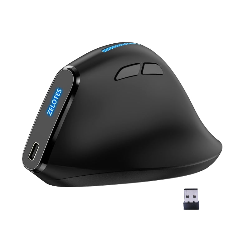 ZELOTES F36A 6-Buttons Vertical Grip Ergonomic Rechargeable Wireless Mouse(Black) - Wireless Mice by ZELOTES | Online Shopping UK | buy2fix