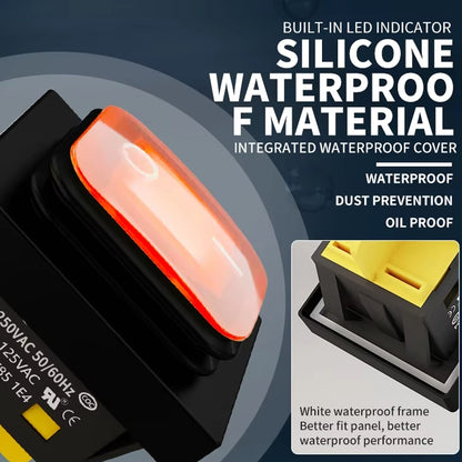 FILN 220V 30A Split Dustproof Boat-type Switch With Light, Specifications: Aluminum 4 Pin 2 Gear Green Light - Car Switches by FILN | Online Shopping UK | buy2fix