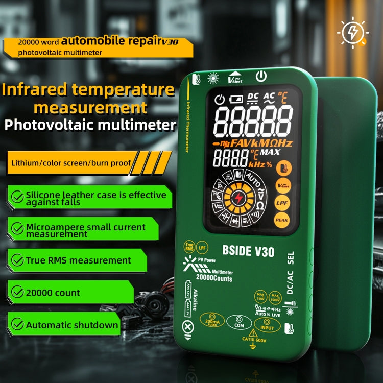 BSIDE V30 Intelligent Colorful Screen PV Multimeter Infrared Thermometer - Thermostat & Thermometer by BSIDE | Online Shopping UK | buy2fix