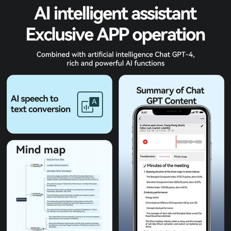 64GB AI Voice Recorder App Control Supports 58 Languages Simultaneous Interpretation / Transcribe & Summarize(Deep Gray) - Other Style by buy2fix | Online Shopping UK | buy2fix