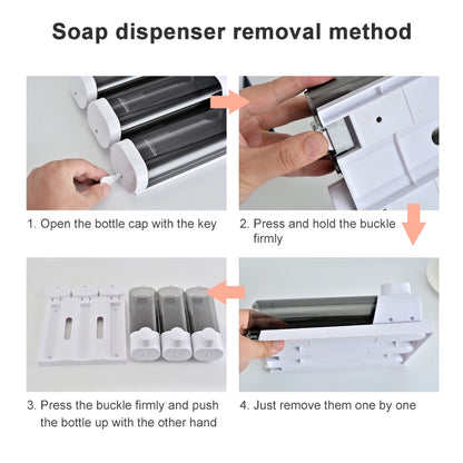 Bosharon Shampoo Shower Gel Box Household Hand Sanitizer Box Bathroom Wall-mounted Punch-free Double-head Soap Dispenser, Style:Single Grid(Silver Gray) - Soap Dispenser by buy2fix | Online Shopping UK | buy2fix