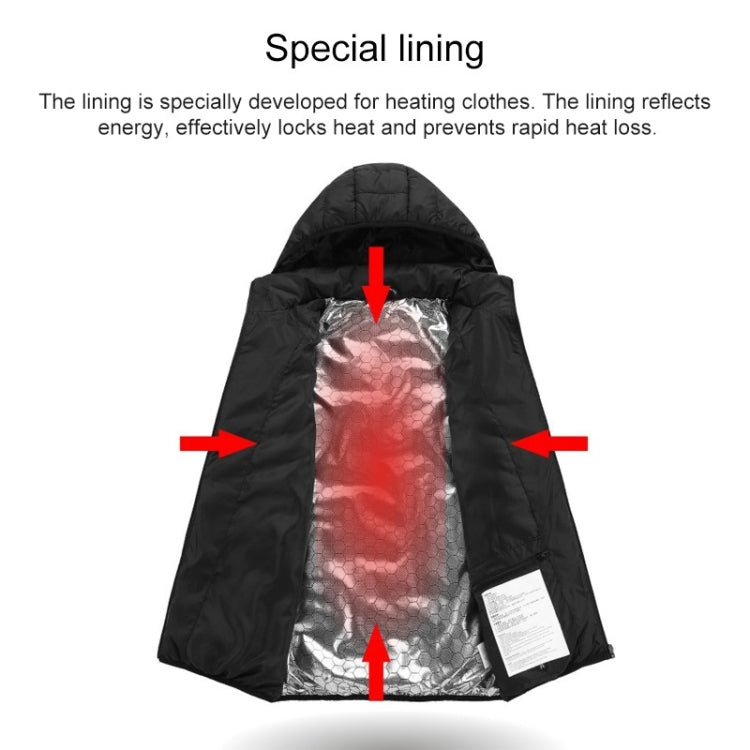 USB Heated Smart Constant Temperature Hooded Warm Coat for Men and Women (Color:Black Size:XXL) - Down Jackets by buy2fix | Online Shopping UK | buy2fix