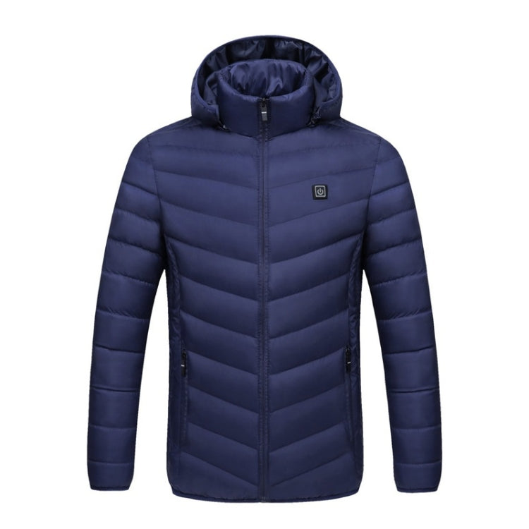 USB Heated Smart Constant Temperature Hooded Warm Coat for Men and Women (Color:Dark Blue Size:S) - Down Jackets by buy2fix | Online Shopping UK | buy2fix