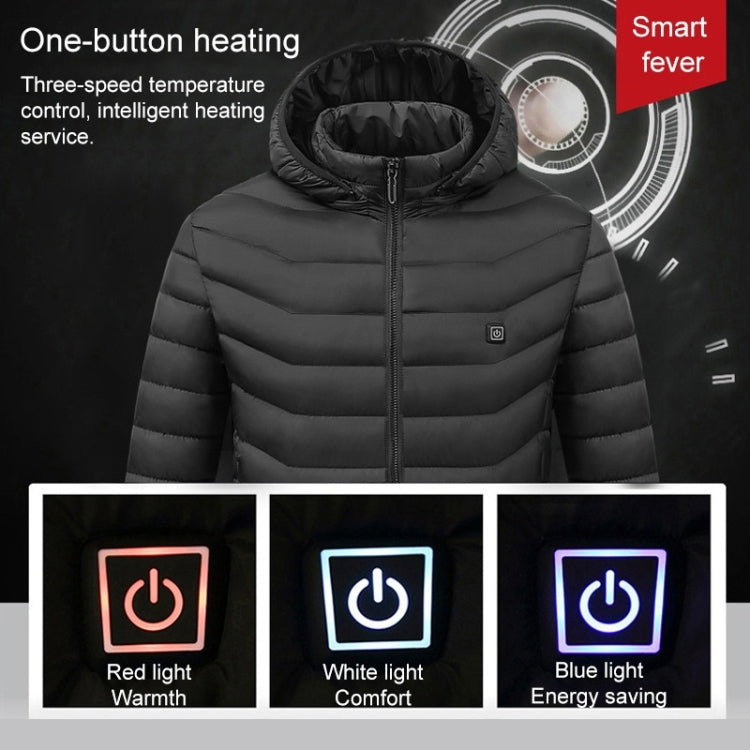 USB Heated Smart Constant Temperature Hooded Warm Coat for Men and Women (Color:Blue Size:M) - Down Jackets by buy2fix | Online Shopping UK | buy2fix