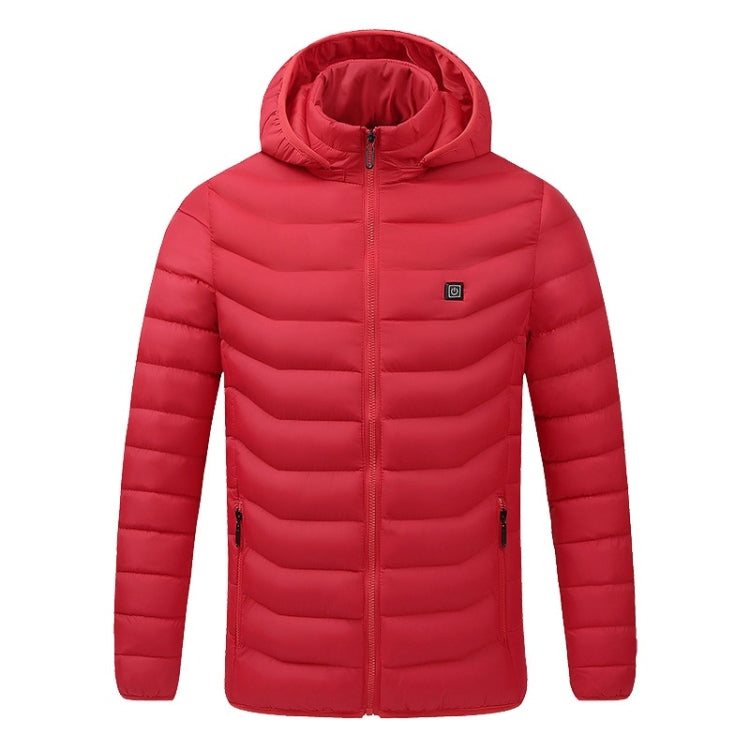 USB Heated Smart Constant Temperature Hooded Warm Coat for Men and Women (Color:Red Size:L) - Down Jackets by buy2fix | Online Shopping UK | buy2fix