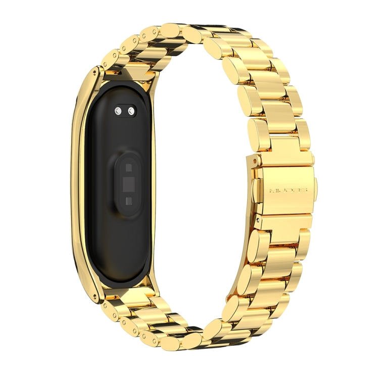 Mijobs Stainless Steel Metal Watch Band for Xiaomi Mi Band 3 & 4 & 5 & 6(Gold) - Watch Bands by MIJOBS | Online Shopping UK | buy2fix