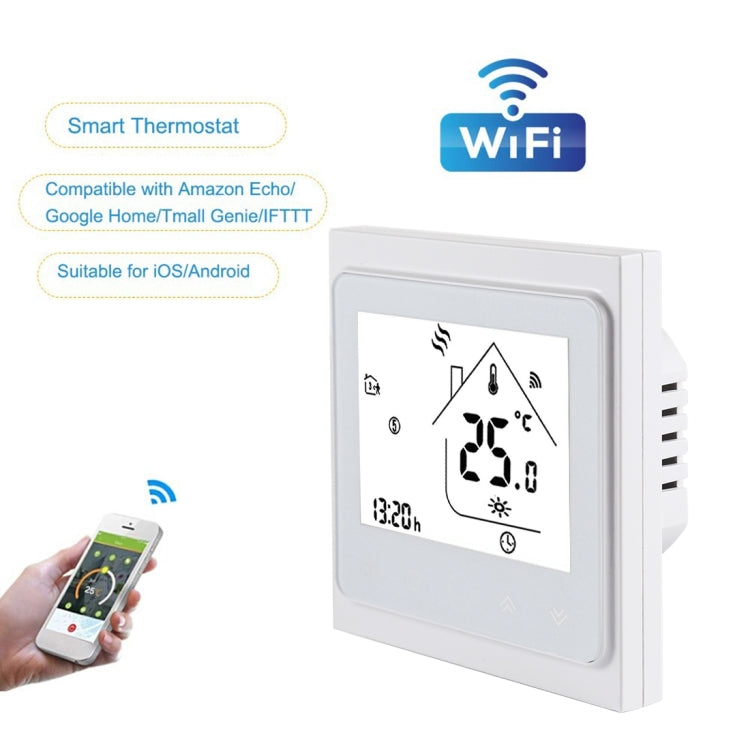 BHT-002GCLW 3A Load Water / Gas Boiler Type LCD Digital Heating Room Thermostat with Time Display, WiFi Control(White) - Indoor Thermometer by buy2fix | Online Shopping UK | buy2fix