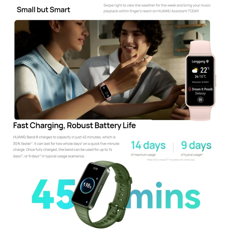 HUAWEI Band 8 Standard 1.47 inch AMOLED Smart Watch, Support Heart Rate / Blood Pressure / Blood Oxygen / Sleep Monitoring(Black) - Wearable Devices by Huawei | Online Shopping UK | buy2fix